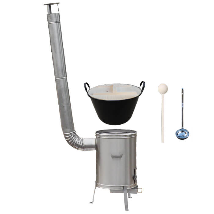 Zabíjačkový smaltovaný kotol 100 L + nerezová kotlina 60 cm + vareška a naberačka