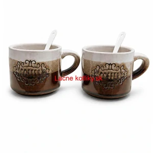Keramické poháre na kávu 150 ml COFFEE s lyžičkami 2 ks